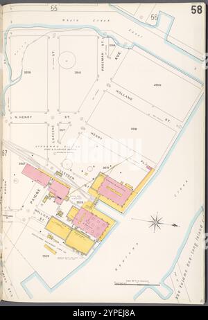 Brooklyn V. 4, plate No. 58 [Map Bounded by Whale Creek canal, Newtown Creek, Huron réunis] 1884 - 1936 Banque D'Images