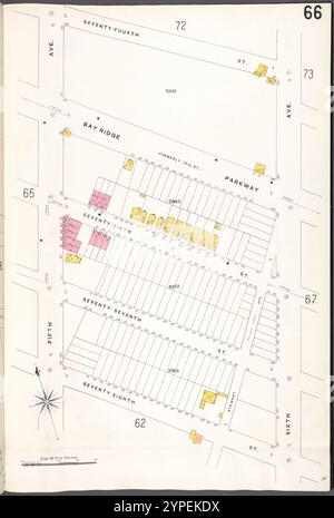 Brooklyn V. 11, plate No. 66 [Map Bounded by 74th équipé, 6th Ave., 78th Ave., 5th Ave.] 1884 - 1936 Banque D'Images