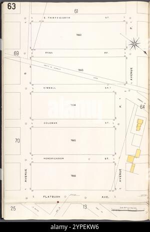 Brooklyn V. 15, plate No. 63 [Map Bounded by E.38th, Avenue P, Flatbush Ave., Avenue Q] 1884 - 1936 Banque D'Images