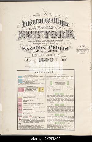 Cartes d'assurance de la ville de New York (arrondissement de Manhattan). Arpenté et publié par Sanborn-Perris Map Co., Limited. 115 Broadway, 1899. Volume 4. 1899 Banque D'Images