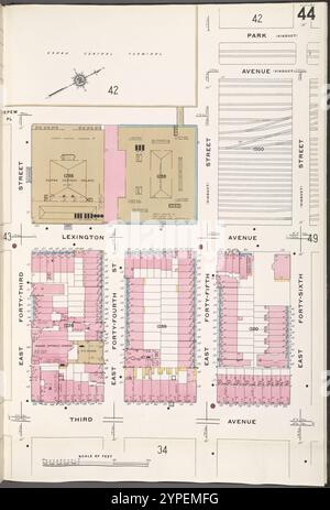 Manhattan, V. 4, plate No. 44 [Map Bounded by Park Ave., E. 46th réussi, 3rd Ave., E. 43rd réussi] 1910 Banque D'Images