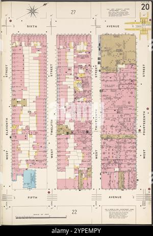 Manhattan, V. 3, plate No. 20 [Map Bounded by 6th Ave., W. 14th préparé, 5th Ave., W. 11th mis] 1884 - 1936 Banque D'Images