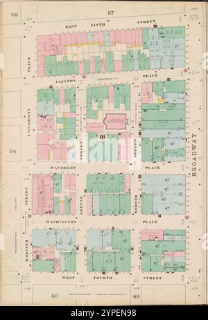 Manhattan, V. 3, double page plate No. 53 [Map Bounded by E. 9th équipé, 4th Ave., E. 4th équipé, Wooster équipé, University PL.] 1895 Banque D'Images