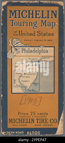 Carte touristique Michelin des États-Unis : Philadelphie. 1910 Banque D'Images