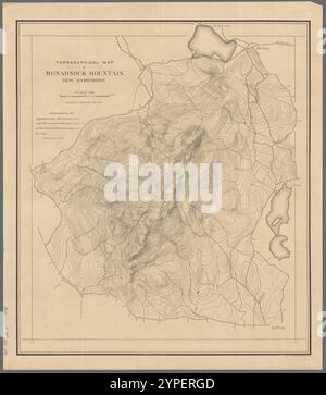 Carte topographique de Monadnock Mountain, New Hampshire 1891 Banque D'Images