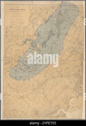 Carte du lac Passaic éteint : montrant son contour, la position des caractéristiques actuelles du rivage et la déformation que ses rives ont subi 1894 par Salisbury, Rollin D., 1858-1922 Banque D'Images
