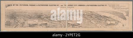 Les lignes des Paterson, Passaic, & Rutherford Electric R'y et Jersey City, Hoboken & Rutherford Electric R'y et Paterson Central Electric Ry. 1894 Banque D'Images