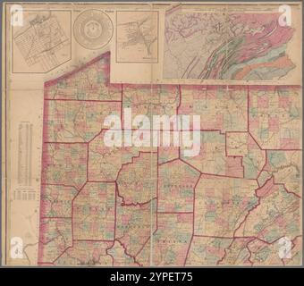 Carte topographique de l'état de Pennsylvanie 1862 par Lesley, J. P. (J. Peter), 1819-1903 Banque D'Images