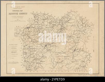 Carte géologique du comté de Fayette 1878 par Lesley, J. P. (J. Peter), 1819-1903 Banque D'Images