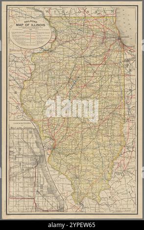 Carte du chemin de fer de l'Illinois, 1891 1891 par Illinois. Commission des chemins de fer et des entrepôts Banque D'Images