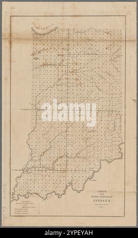 Un croquis des enquêtes publiques dans l'Indiana 1850 par les États-Unis. Arpenteur général pour l'Ohio, l'Indiana et le Michigan Banque D'Images