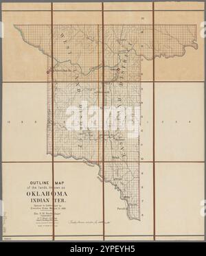 Plan des terres connues sous le nom d'Oklahoma, Indian ter. : Ouvert au règlement par décret du 23 mars 1889 1889 par les États-Unis. Bureau général des terres. Division de la rédaction Banque D'Images