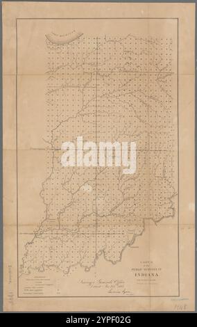 Un croquis des enquêtes publiques dans l'Indiana 1848 par les États-Unis. Arpenteur général pour l'Ohio, l'Indiana et le Michigan Banque D'Images