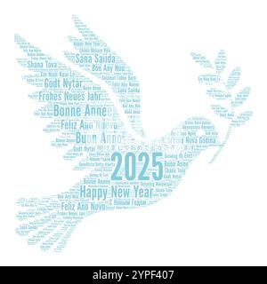 Bonne année 2025 nuage de mots dans différentes langues Banque D'Images