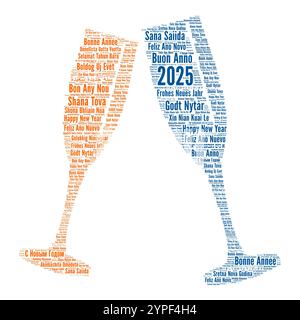 Bonne année 2025 nuage de mots dans différentes langues Banque D'Images