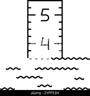 illustration vectorielle d'icône de ligne de catastrophe de jauge d'inondation Illustration de Vecteur