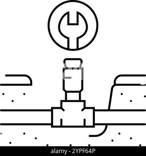illustration vectorielle d'icône de ligne d'entretien de jardin de réparation de système d'arrosage Illustration de Vecteur
