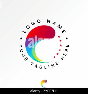 Conception de logo concept graphique créatif vecteur premium image stock graphique initial C font swoosh boule comète cercle affaires à monogramme typographie tech Illustration de Vecteur