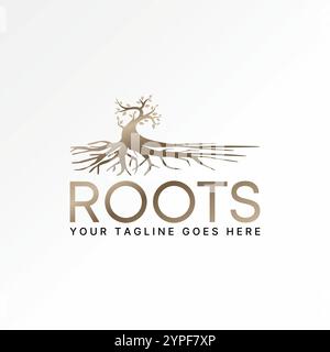 Logo design concept graphique créatif premium vecteur image stock graphique Big Roots botton sur petite plante bonsaï nature typographie art jardin botanique Illustration de Vecteur