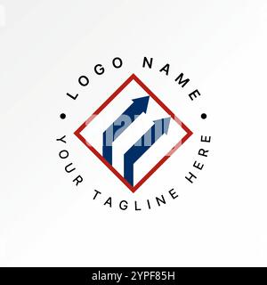 Conception de logo concept graphique créatif premium vecteur image stock graphique deux lignes flèche vers le haut 3D initial E font Square connecter monogramme typographie sport Illustration de Vecteur