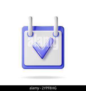 Calendrier mural en spirale en papier 3D et coche Illustration de Vecteur