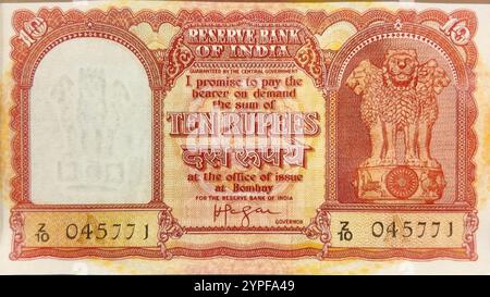 Émission d'un billet de dix roupies par la Reserve Bank of India Banque D'Images