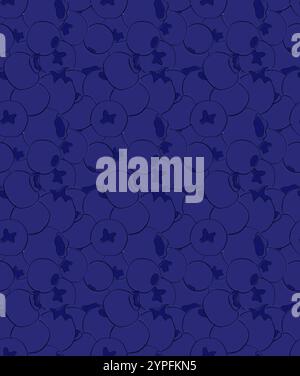 Motif fermé sans couture de couleur sombre avec ligne graphique Blueberry Vector Berry motif simple motif coloré Berry de bleuet rond doux sans couture. Illustration de Vecteur