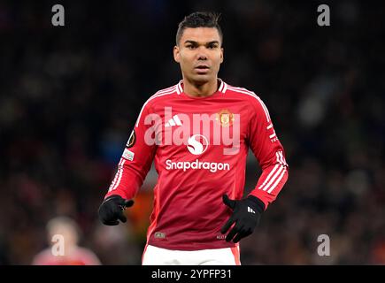 Manchester, Royaume-Uni. 28 novembre 2024. Casemiro de Manchester United lors du match de l'UEFA Europa League à Old Trafford, Manchester. Le crédit photo devrait se lire : Andrew Yates/Sportimage crédit : Sportimage Ltd/Alamy Live News Banque D'Images