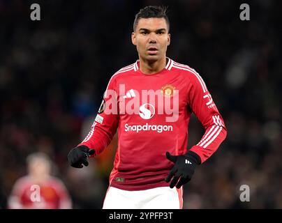 Manchester, Royaume-Uni. 28 novembre 2024. Casemiro de Manchester United lors du match de l'UEFA Europa League à Old Trafford, Manchester. Le crédit photo devrait se lire : Andrew Yates/Sportimage crédit : Sportimage Ltd/Alamy Live News Banque D'Images