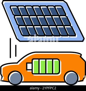 illustration vectorielle d'icône de couleur de panneau solaire flottant Illustration de Vecteur