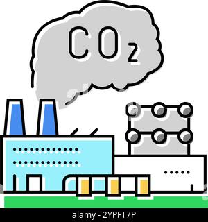 capturez l'illustration vectorielle de l'icône de couleur carbone de l'usine Illustration de Vecteur