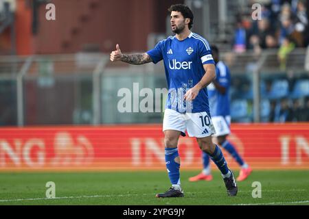 Patrick Cutrone de Calcio Como lors du match de football italien Serie A entre Calcio Como et AC Monza le 30 de Noveber 2024 au stade Giuseppe Senigallia de Côme, Italie Banque D'Images