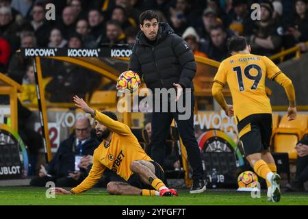 Andoni Iraola Manager de Bournemouthpendant le match de premier League Wolverhampton Wanderers vs Bournemouth à Molineux, Wolverhampton, Royaume-Uni, 30 novembre 2024 (photo de Craig Thomas/News images) Banque D'Images