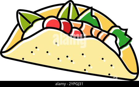 illustration vectorielle d'icône de couleur de cuisine de mer de taco de poisson Illustration de Vecteur