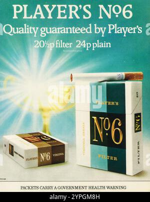 1971 annonce de cigarettes No 6 du joueur Banque D'Images