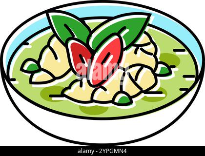 illustration vectorielle d'icône de couleur de cuisine thaïlandaise au curry vert Illustration de Vecteur