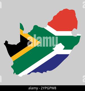 Aperçu de la carte de l'Afrique du Sud sur fond de drapeau national Illustration de Vecteur