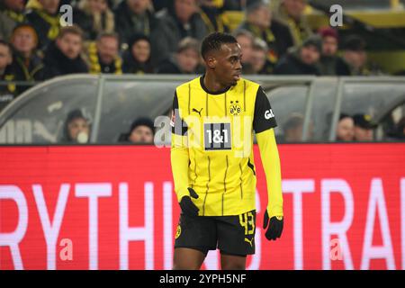 Jamie Gittens (Borussia Dortmund, 43) GER, Borussia Dortmund gegen FC Bayern Muenchen, Fussball, 1.Liga, 12.Spieltag, Spielzeit 2024/2025, 30.11.2024 LA RÉGLEMENTATION du LDF INTERDIT TOUTE UTILISATION DE PHOTOGRAPHIES COMME SÉQUENCES D'IMAGES ET/OU QUASI-VIDÉO Foto : Eibner-Pressefoto/Frank Zeising Banque D'Images