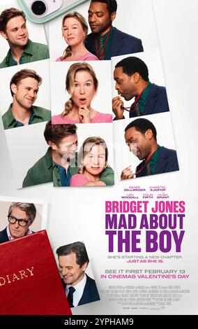 Bridget Jones : Mad About the Boy (2024) réalisé par Michael Morris et mettant en vedette Renée Zellweger, Leo Woodall et Chiwetel Ejiofor. Bridget Jones revient dans un nouveau chapitre de sa vie, naviguant dans les rencontres modernes et la parentalité avec son charme et ses mésaventures caractéristiques. Affiche AMÉRICAINE À une feuille POUR USAGE ÉDITORIAL UNIQUEMENT. Crédit : BFA / Universal Pictures Banque D'Images