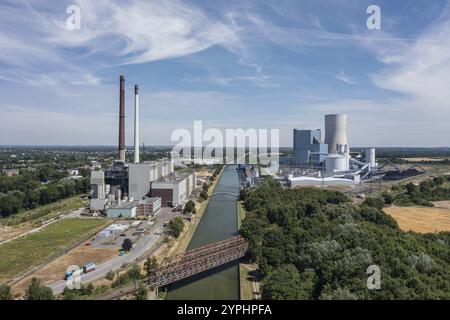 Vue aérienne de la centrale à charbon (bloc 4), située près de Datteln sur le canal Dortmund-EMS. L'opérateur de la centrale électrique est Banque D'Images