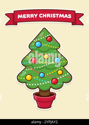 Arbre de Noël. Illustration vectorielle de dessin animé. Illustration de Vecteur