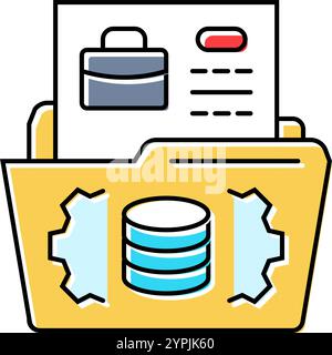 illustration vectorielle d'icône couleur de processus métier de gouvernance de données Illustration de Vecteur