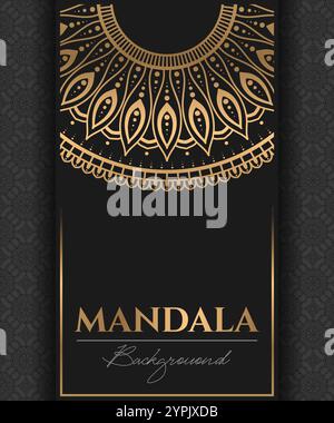 Modèle vectoriel de mandala de luxe abstrait en or, motif arabesque ornemental circulaire pour affiche, couverture, brochure, invitation, flyer. Vert b Illustration de Vecteur