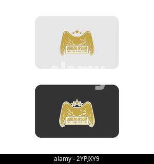 Rétro Vintage American Eagle Falcon Hawk badge emblème avec ailes écartées et ruban logo Design vecteur Illustration de Vecteur