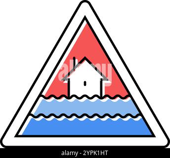 illustration vectorielle d'icône couleur d'avertissement d'inondation d'urgence Illustration de Vecteur