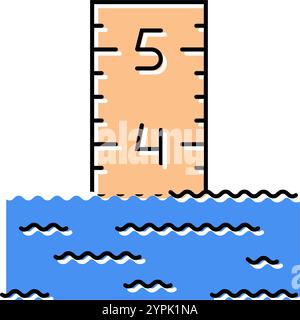 illustration vectorielle d'icône de couleur de catastrophe de jauge d'inondation Illustration de Vecteur