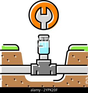 illustration vectorielle d'icône de couleur d'entretien de jardin de réparation de système d'arrosage Illustration de Vecteur