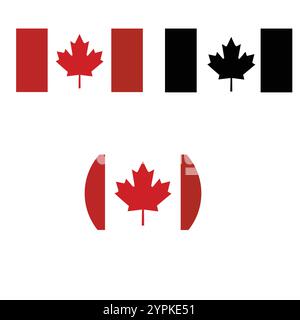 Drapeau canadien Description : rouge et blanc avec une feuille d'érable, symbolisant l'unité et la fierté. Illustration de Vecteur