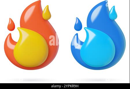 Feu brûlant flamme mignon vecteur 3d emoji Illustration de Vecteur