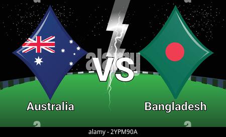 Match Stadium et Sky Stars Thunder Flash avec Australie vs Bangladesh Illustration de Vecteur